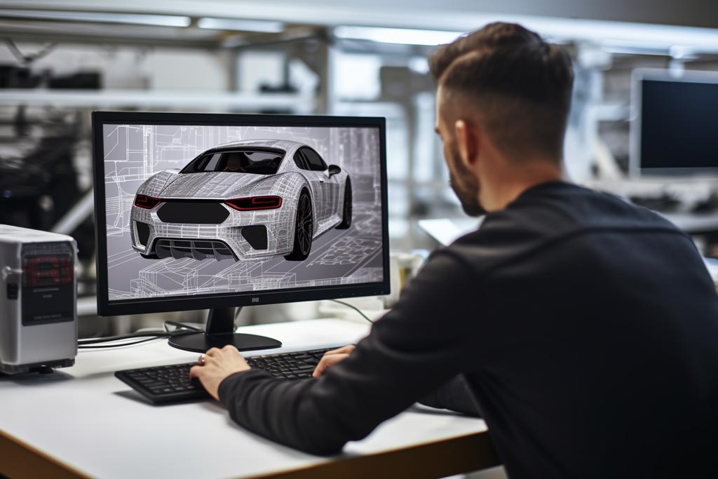 Termoformatura E Automobili: Il Matrimonio Di Tecnologia E Design 2 Designer Automobilistico Che Lavora Su Un Modello Di Auto In 3D.