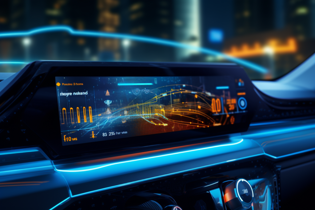 Pannelli Per Veicoli Autonomi 2 Rappresentazione Grafica Dei Sensori Di Un'Auto Autonoma Che Rileva Pedoni, Ostacoli E Altri Veicoli In Tempo Reale.