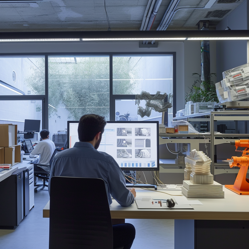 L'Impatto Della Termoformatura E Del Taglio A Robot Sul Design Dei Prodotti 1 Designer Industriale Al Lavoro Su Progetti Di Termoformatura E Taglio A Robot.
