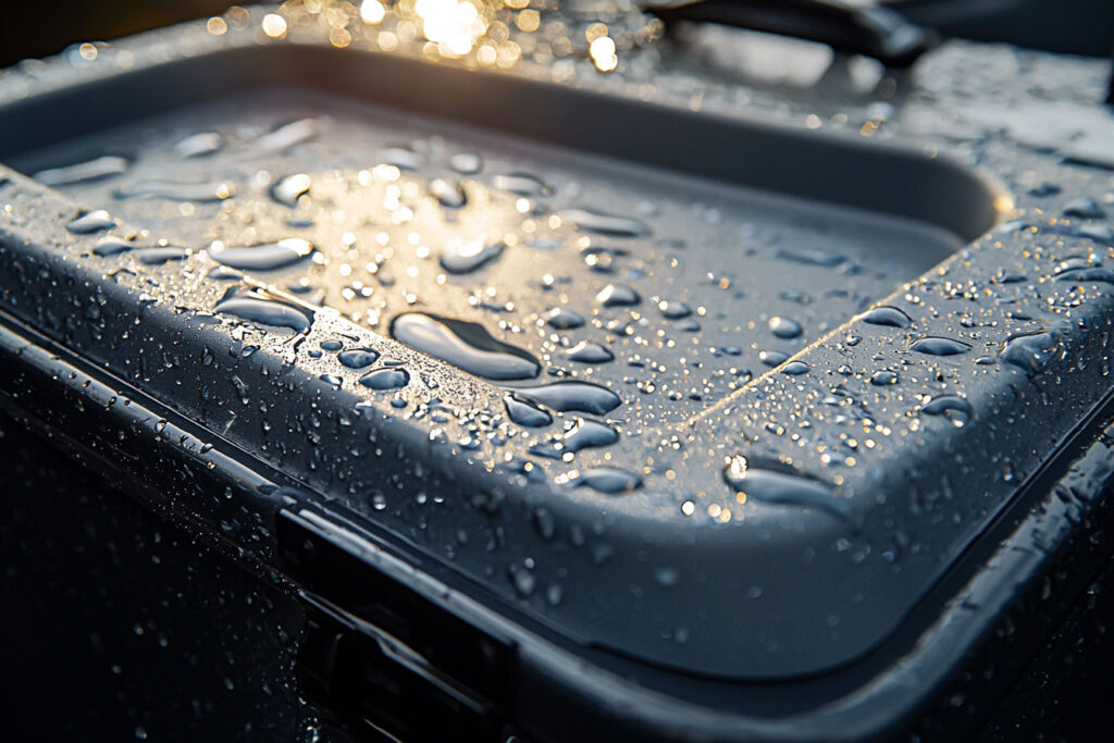 Motoscafo Moderno Che Naviga Su Acqua Turchese, Con Componenti Termoformati Eleganti Evidenziati Come Il Telaio Del Parabrezza E I Boccaporti, A Dimostrazione Di Un Design Leggero E Aerodinamico