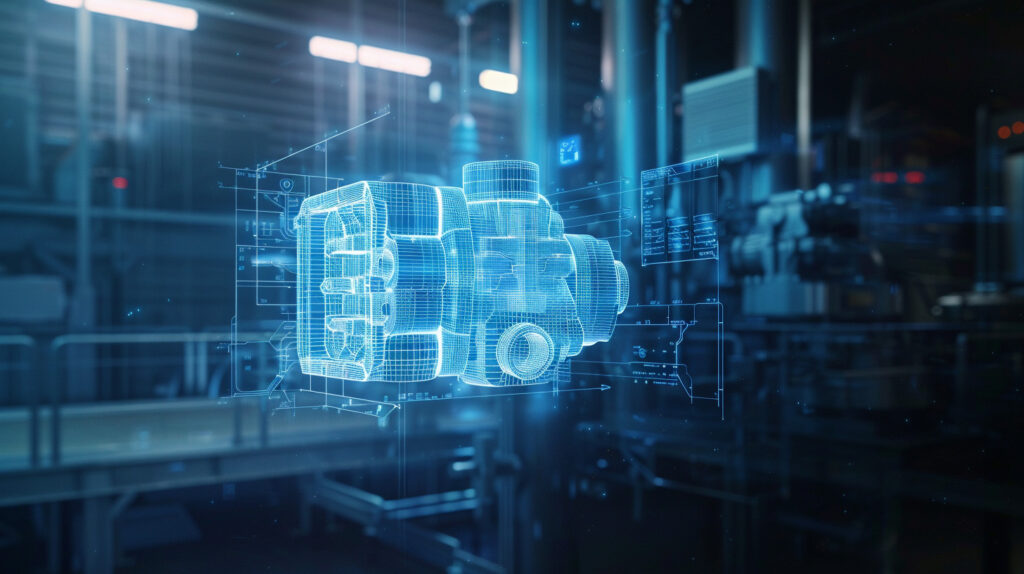 Progetto 3D Digitale Di Un Componente Affiancato Al Prodotto Finito, Realizzato In Plastica Termoformata Bianca, A Simboleggiare L'Idea Che Diventa Realtà.