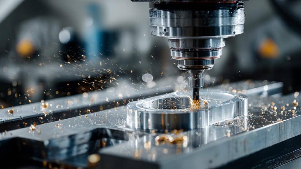 Progettazione E Realizzazione Stampi Termoformatura: L’architettura Nascosta Della Qualità 1 Lavorazione Di Precisione Di Uno Stampo Per Termoformatura In Alluminio Su Una Macchina Cnc A 5 Assi.