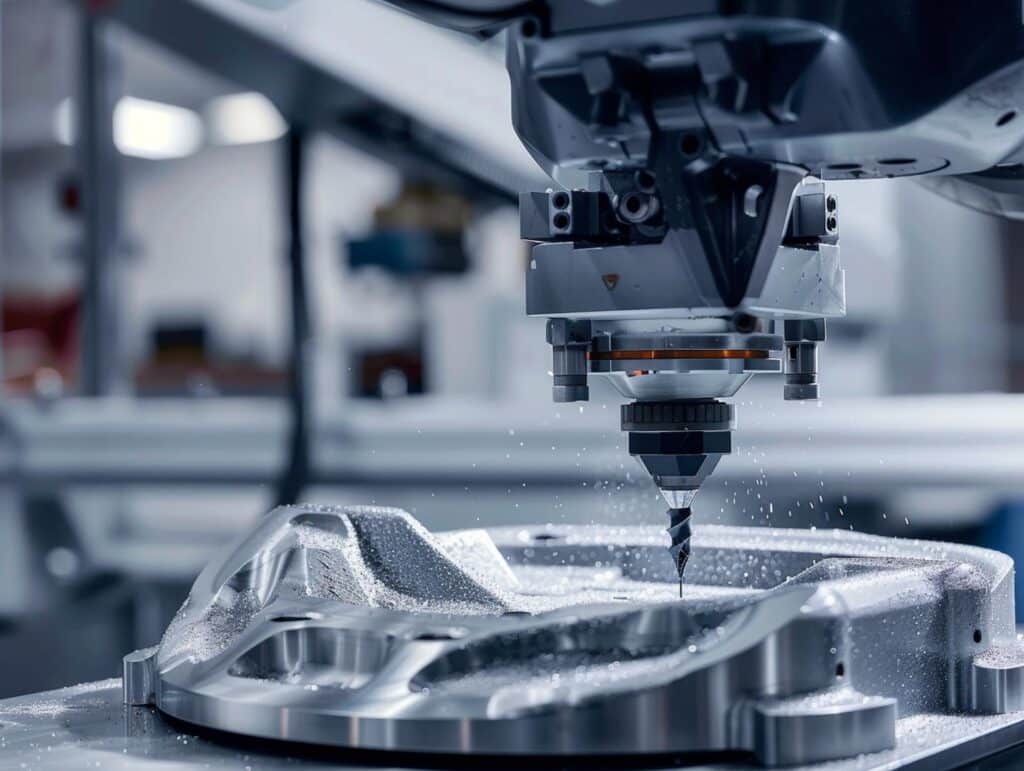 Robot A 5 Assi Esegue La Rifinitura E Il Taglio Cnc Su Un Componente In Plastica Termoformata Per Ottimizzare I Costi.
