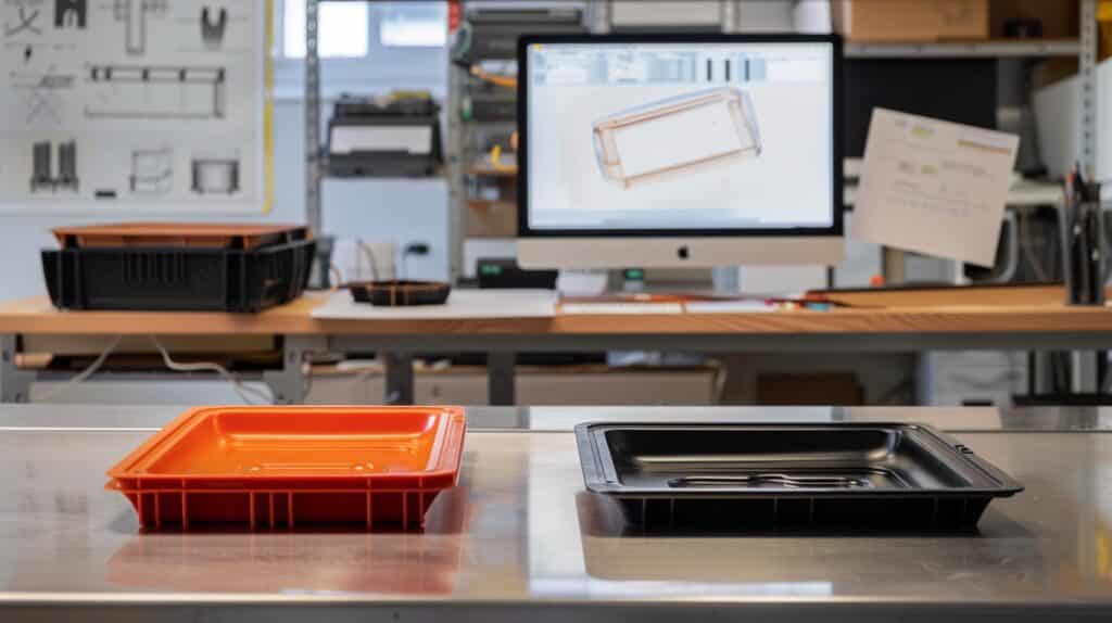 Confronto Tra Uno Stampo Pilota In Resina Per Prototipazione Rapida E Il Prodotto Finito In Termoformatura.