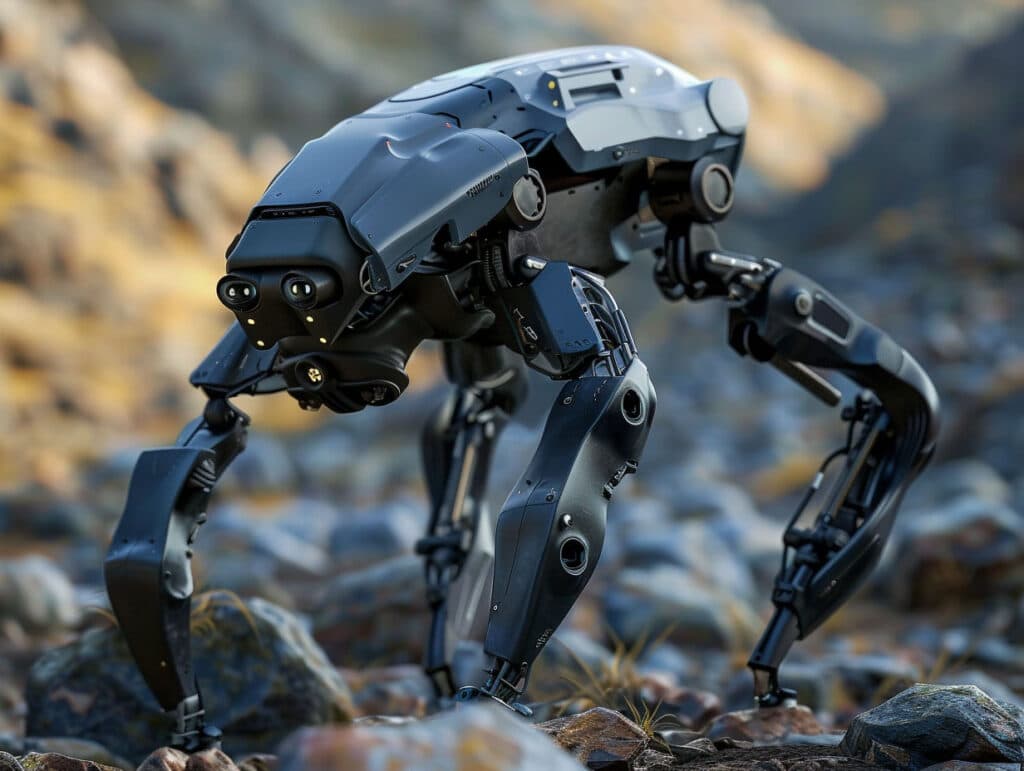 Robot Quadrupede Autonomo Dotato Di Carterature In Lega Pc/Abs Resistente Agli Urti Per Ambienti Esterni Ostili.