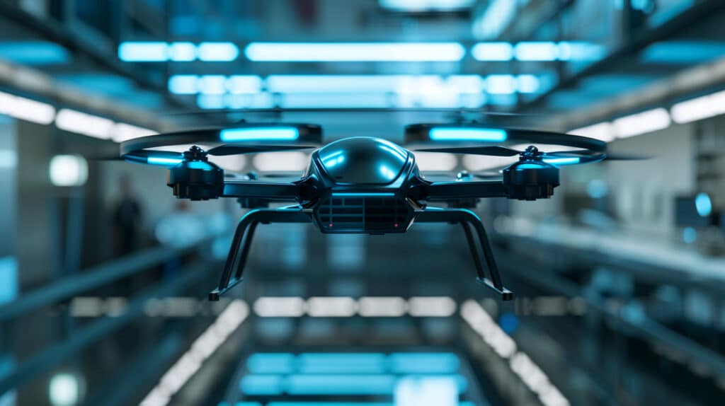 Drone Quadricottero Ad Alte Prestazioni Con Scocca Aerodinamica Termoformata In Policarbonato Nero Opaco.