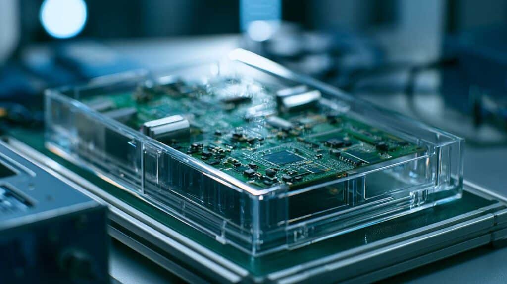 Soluzioni Di Imballaggio Conformi Ansi/Esd S20.20: Ingegneria Della Protezione Elettrostatica 1 Vassoio Termoformato In Petg Dissipativo Trasparente Contenente Microprocessori Sensibili Alle Cariche Elettrostatiche.